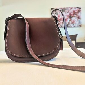 Coach 1941 Genuine Glovetanned Burgundy Leather Saddle Bag